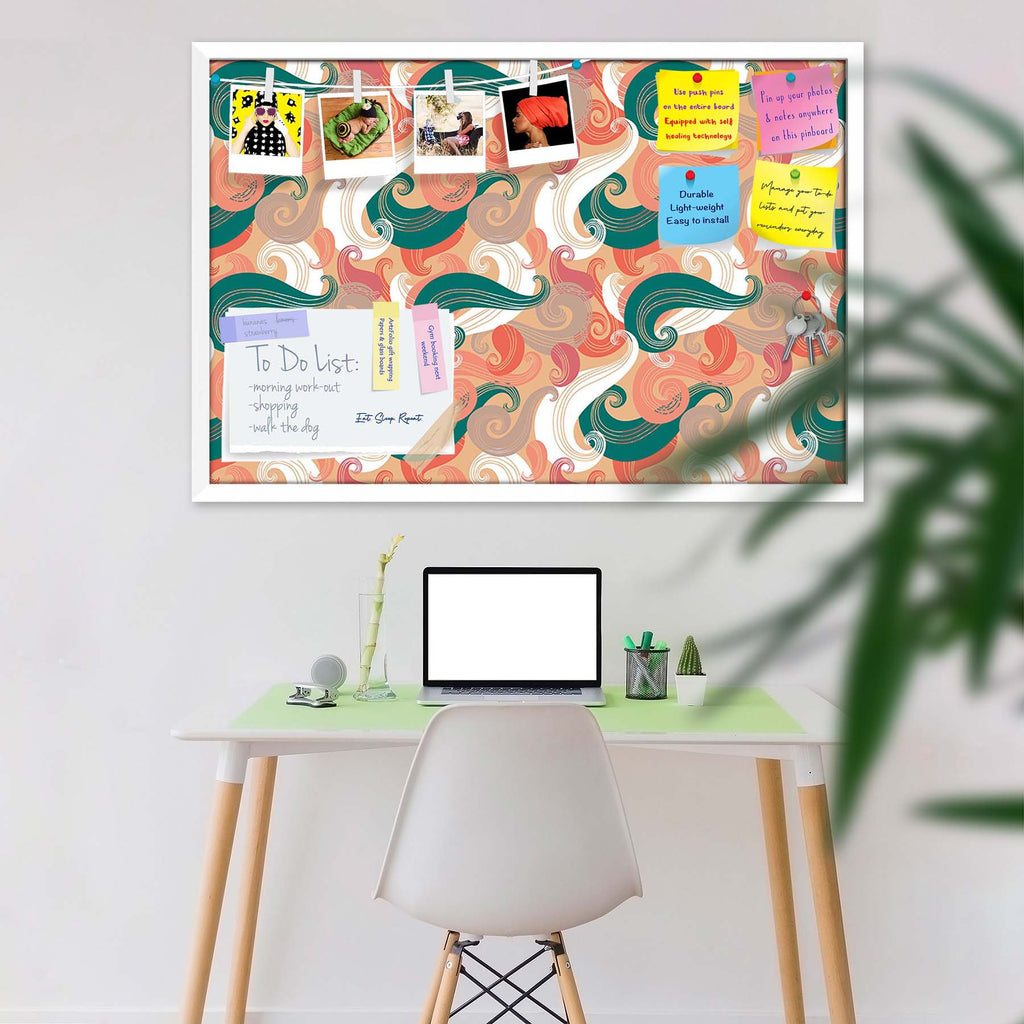 Colorful Wave Bulletin Board Notice Pin Board Soft Board | Framed