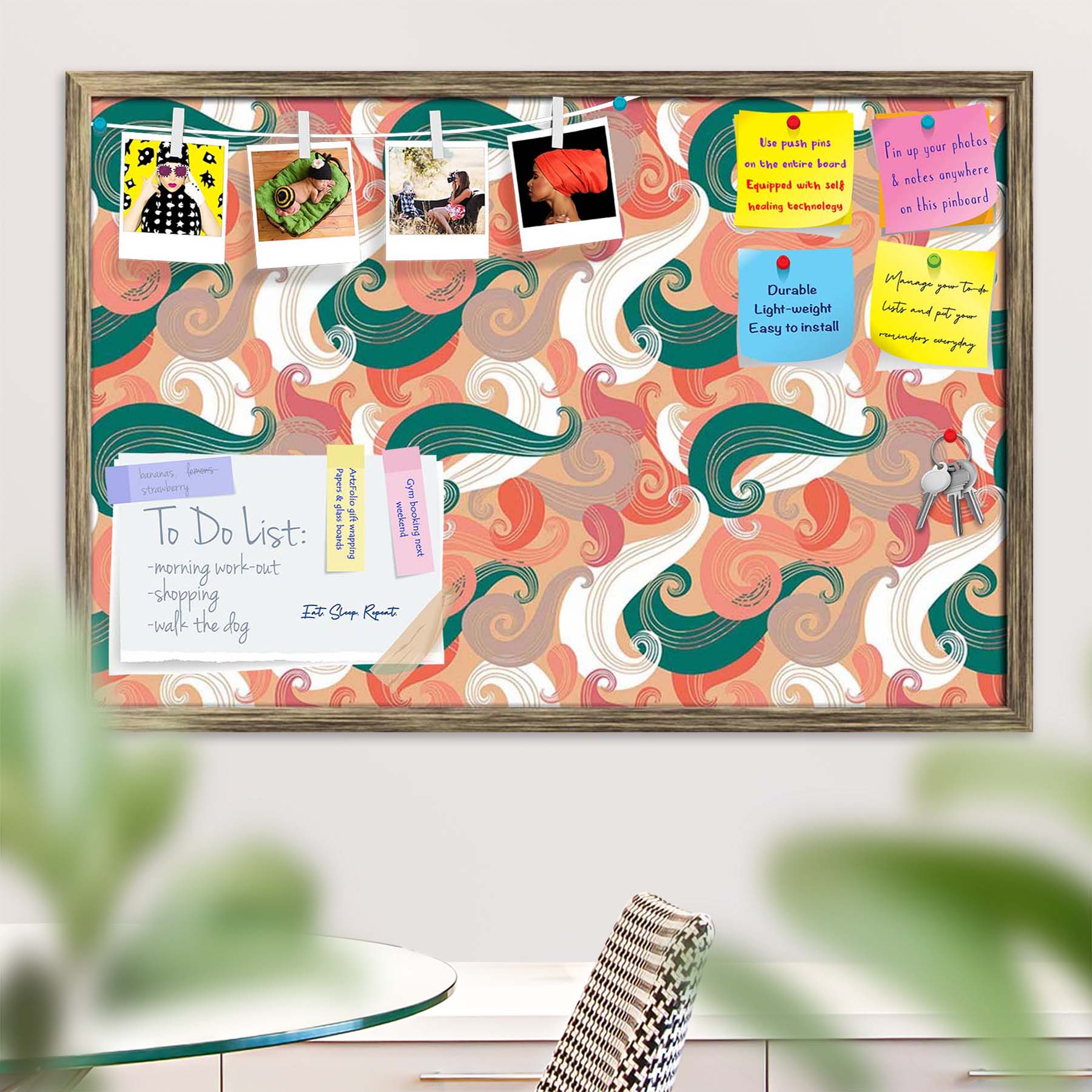 Colorful Wave Bulletin Board Notice Pin Board Soft Board | Framed