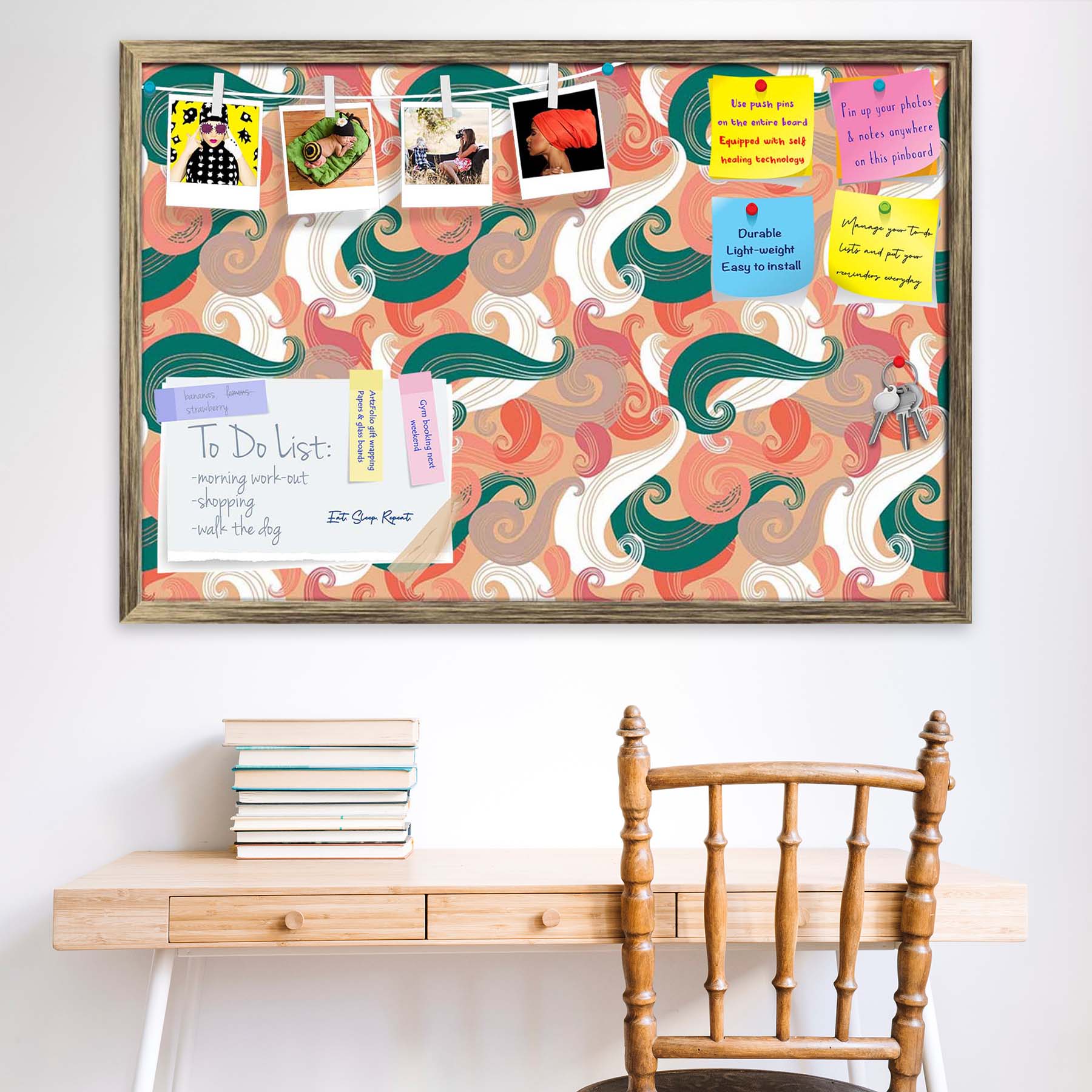 Colorful Wave Bulletin Board Notice Pin Board Soft Board | Framed