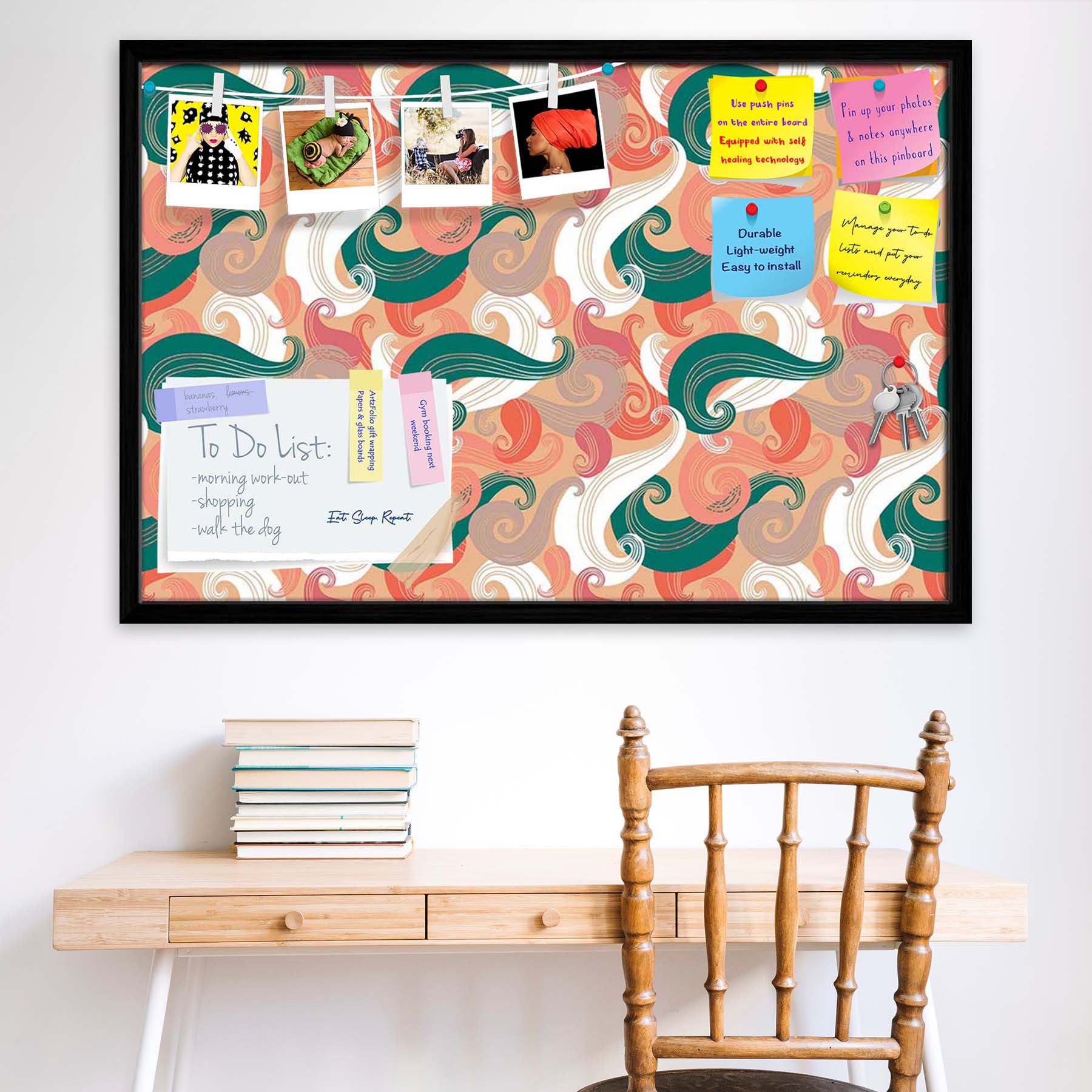 Colorful Wave Bulletin Board Notice Pin Board Soft Board | Framed