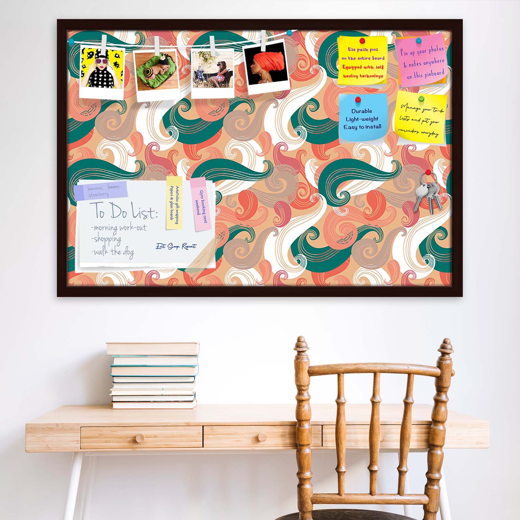 Colorful Wave Bulletin Board Notice Pin Board Soft Board | Framed
