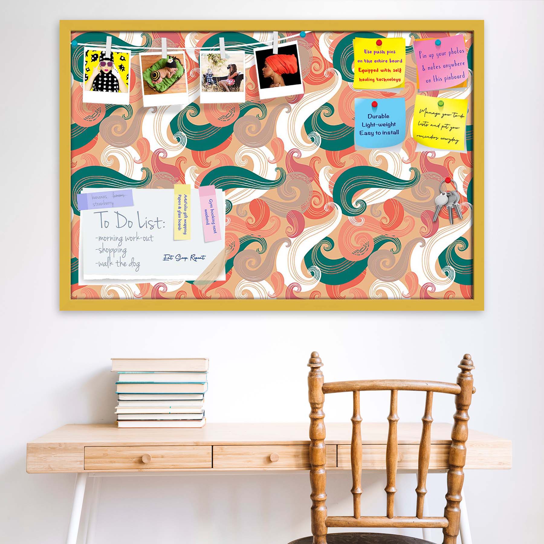 Colorful Wave Bulletin Board Notice Pin Board Soft Board | Framed
