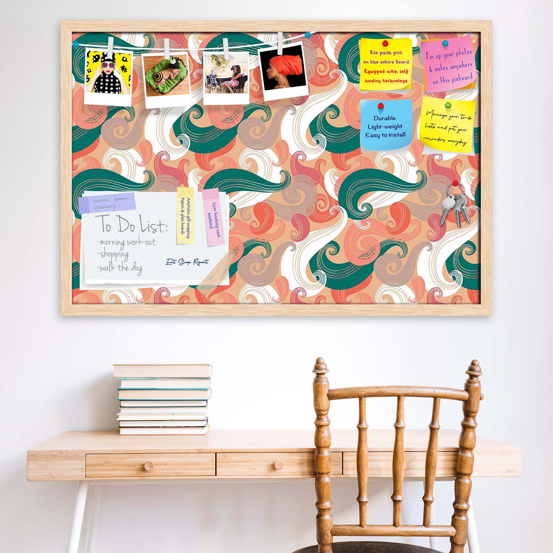 Colorful Wave Bulletin Board Notice Pin Board Soft Board | Framed