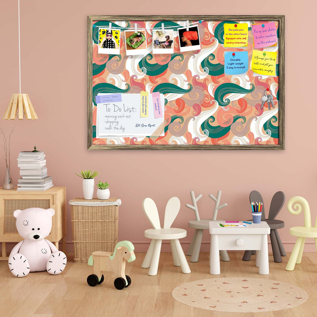 Colorful Wave Bulletin Board Notice Pin Board Soft Board | Framed