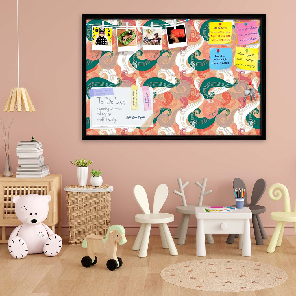 Colorful Wave Bulletin Board Notice Pin Board Soft Board | Framed
