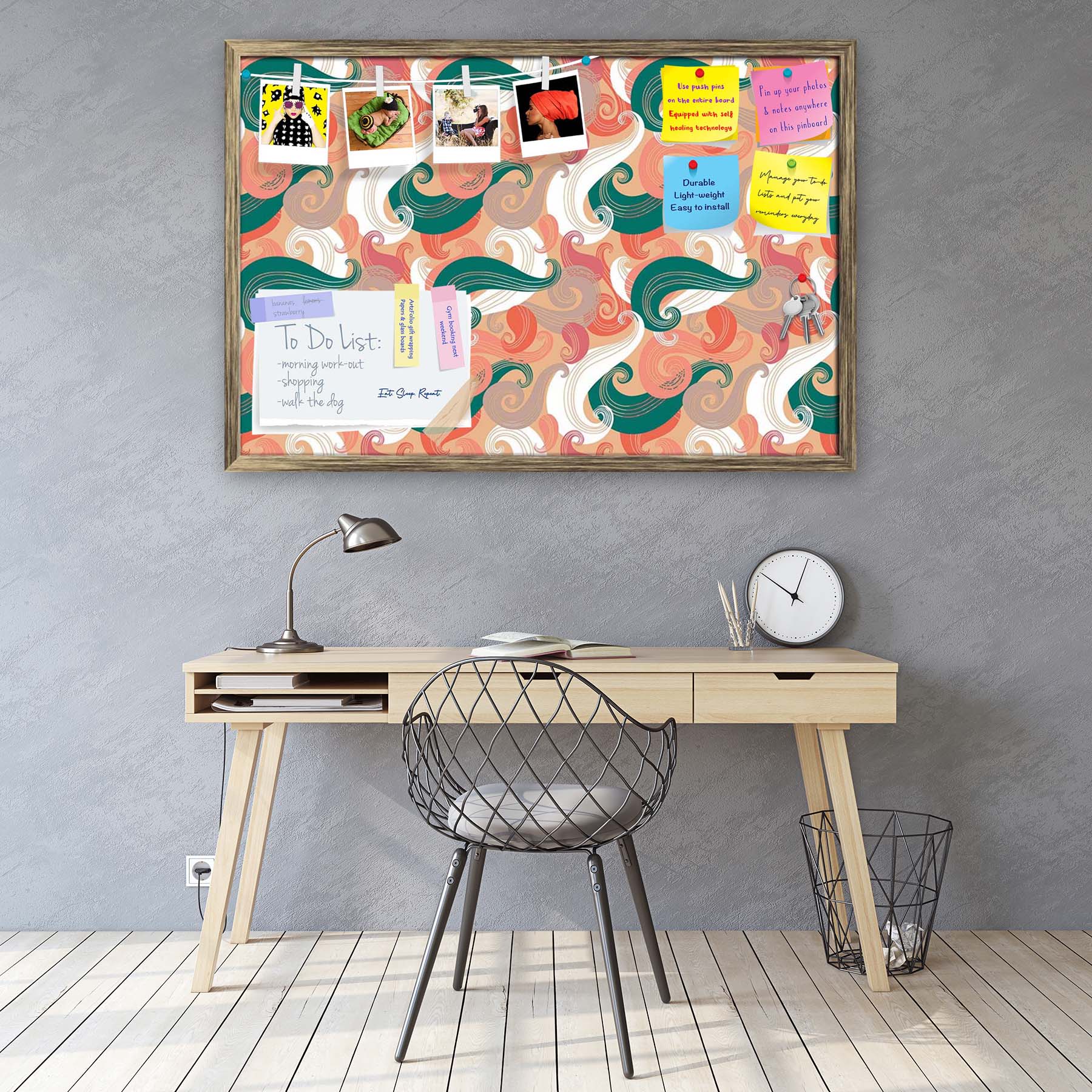 Colorful Wave Bulletin Board Notice Pin Board Soft Board | Framed