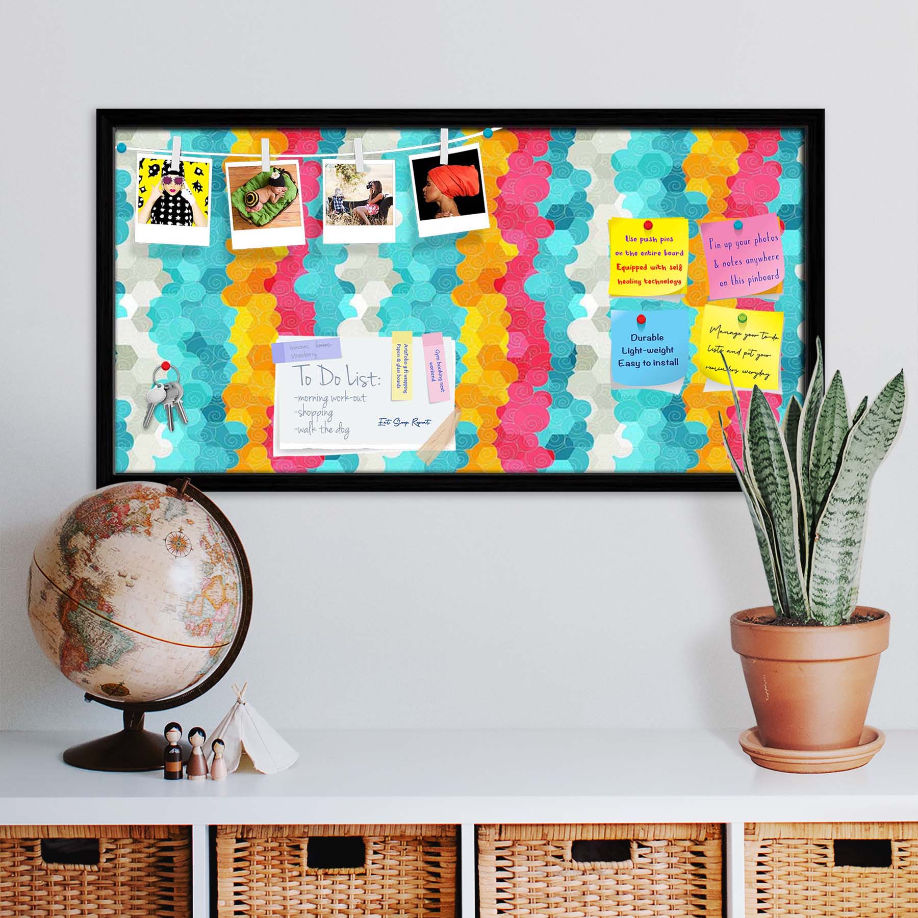Color Circle Bulletin Board Notice Pin Board Soft Board | Framed