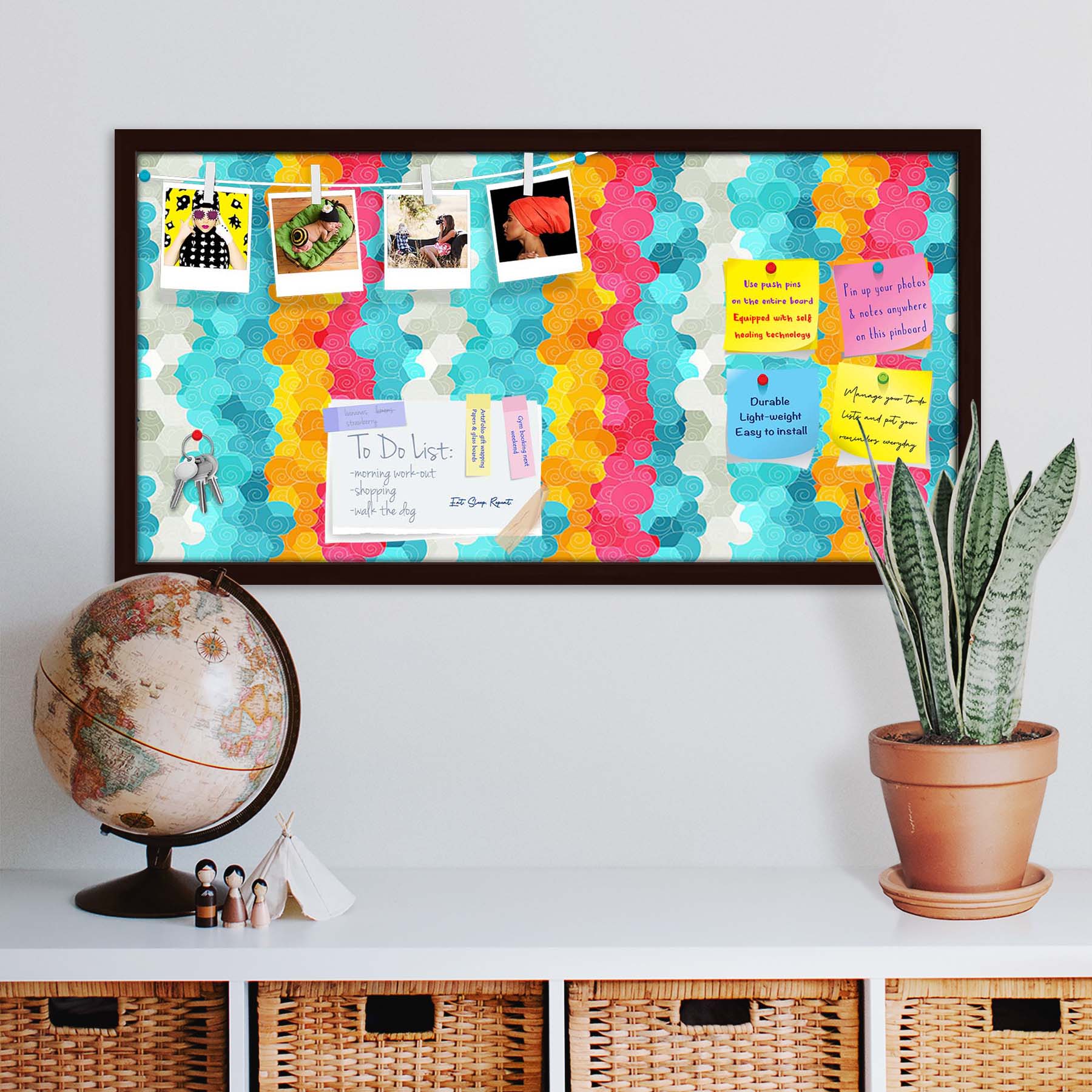 Color Circle Bulletin Board Notice Pin Board Soft Board | Framed
