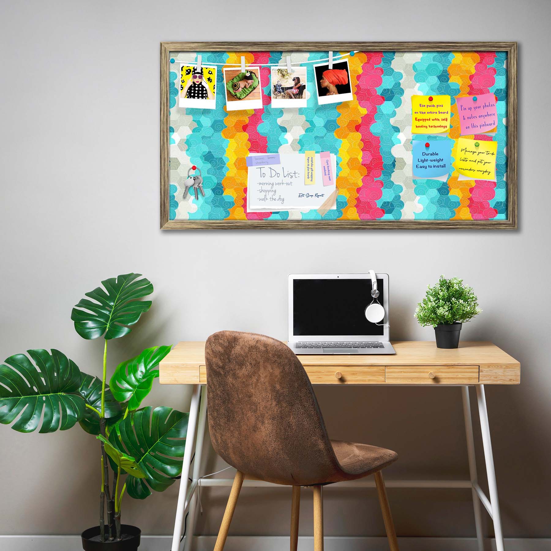 Color Circle Bulletin Board Notice Pin Board Soft Board | Framed