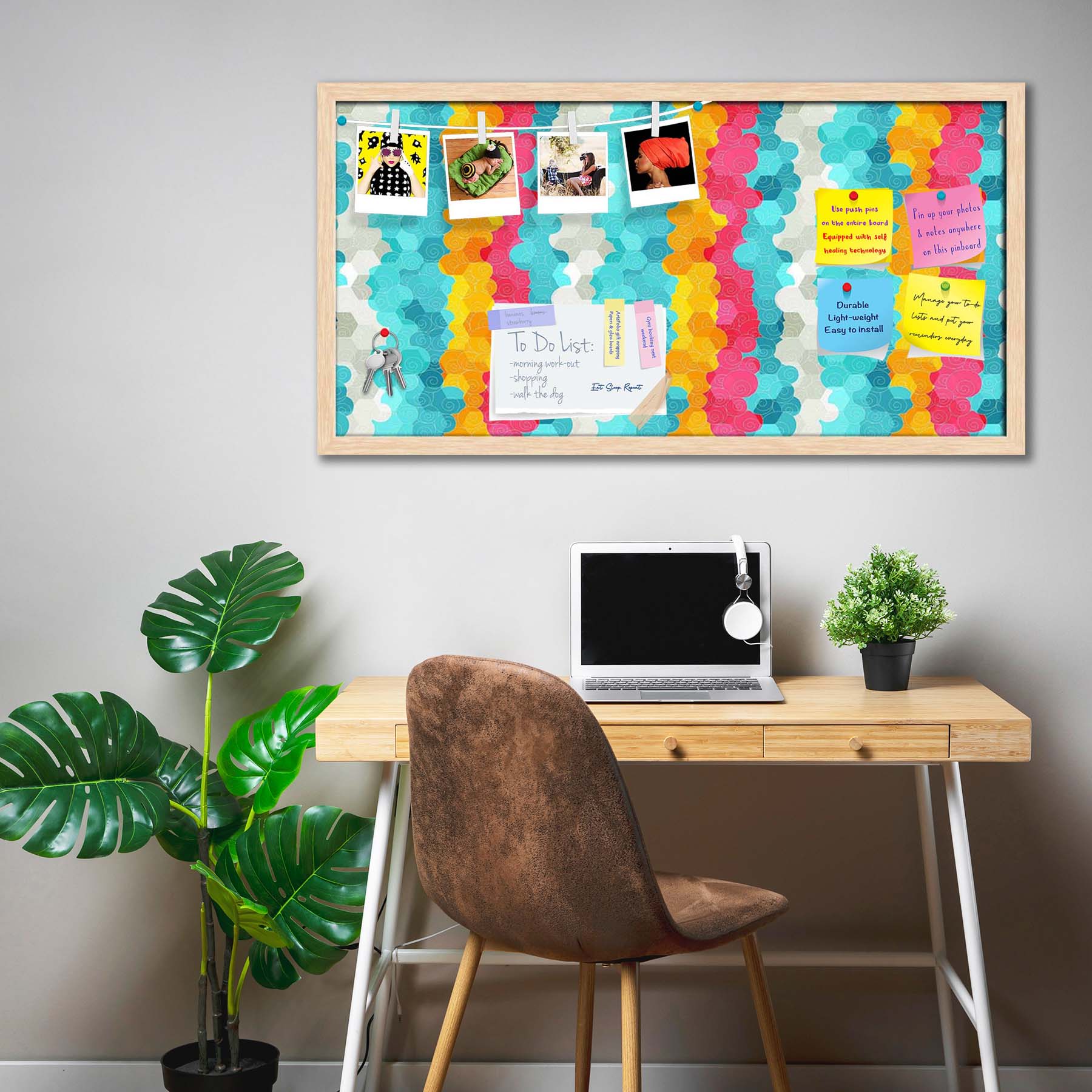 Color Circle Bulletin Board Notice Pin Board Soft Board | Framed
