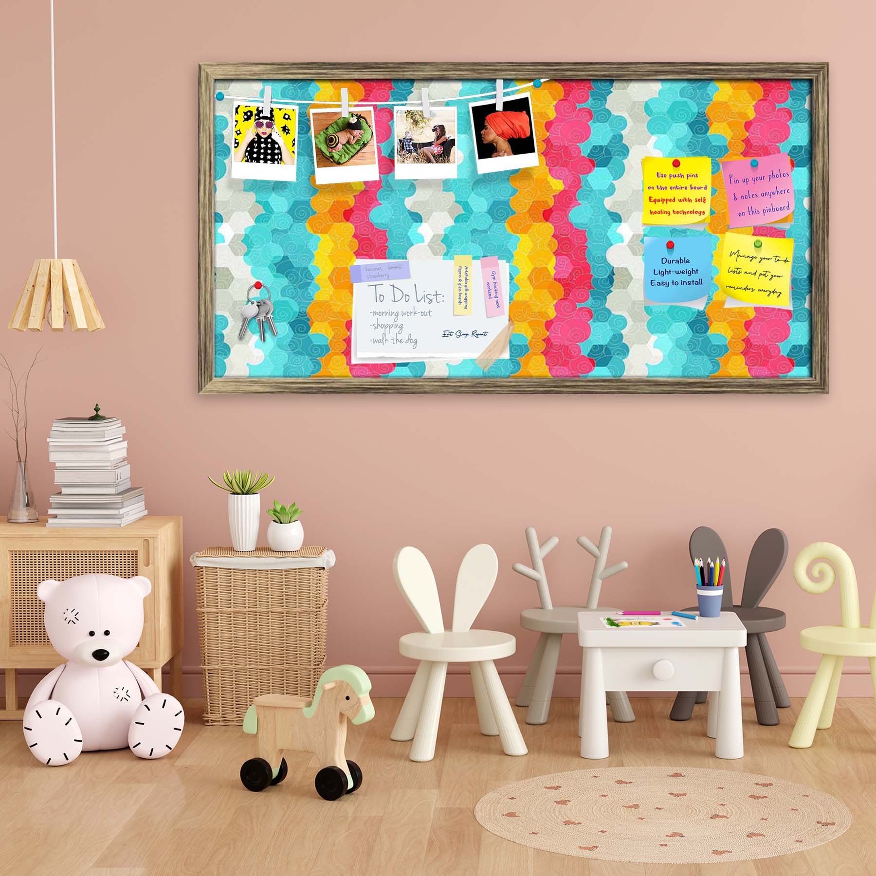 Color Circle Bulletin Board Notice Pin Board Soft Board | Framed