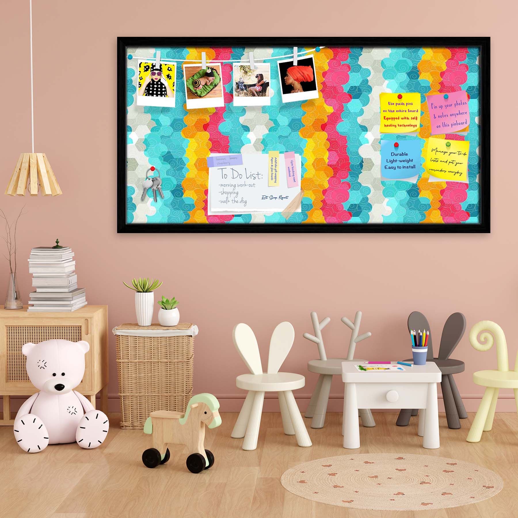 Color Circle Bulletin Board Notice Pin Board Soft Board | Framed