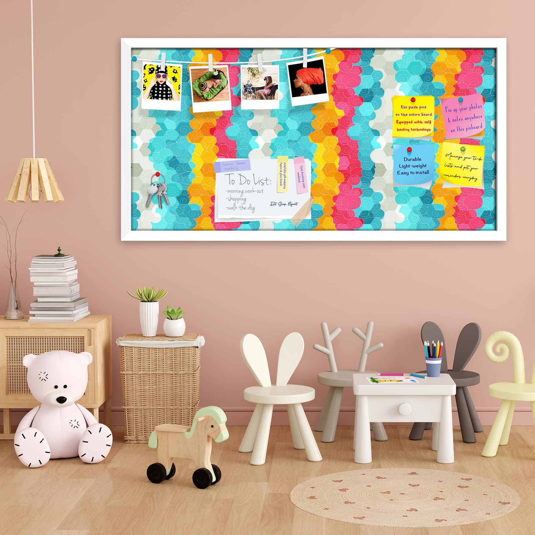 Color Circle Bulletin Board Notice Pin Board Soft Board | Framed
