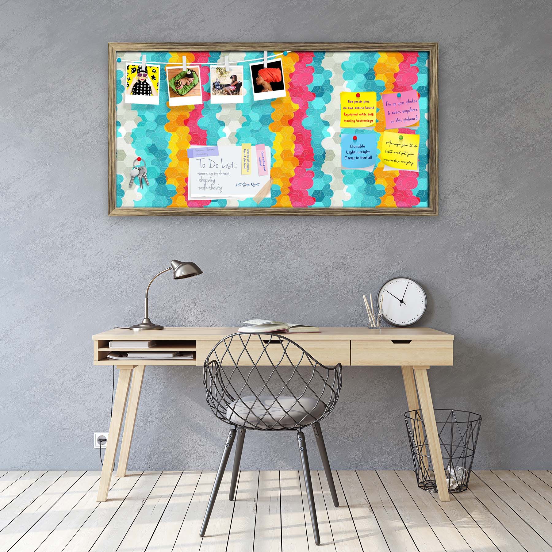 Color Circle Bulletin Board Notice Pin Board Soft Board | Framed