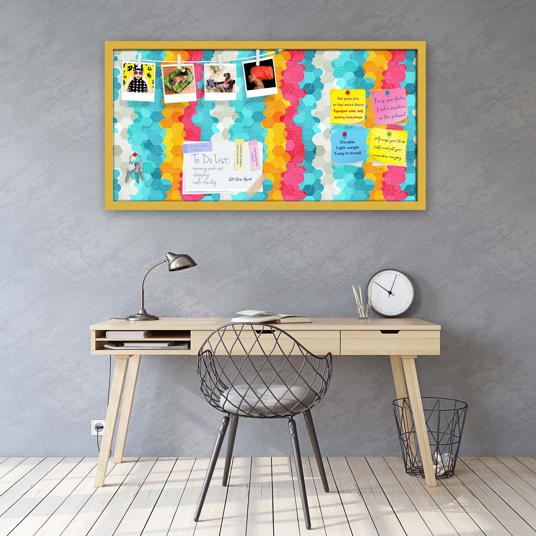 Color Circle Bulletin Board Notice Pin Board Soft Board | Framed