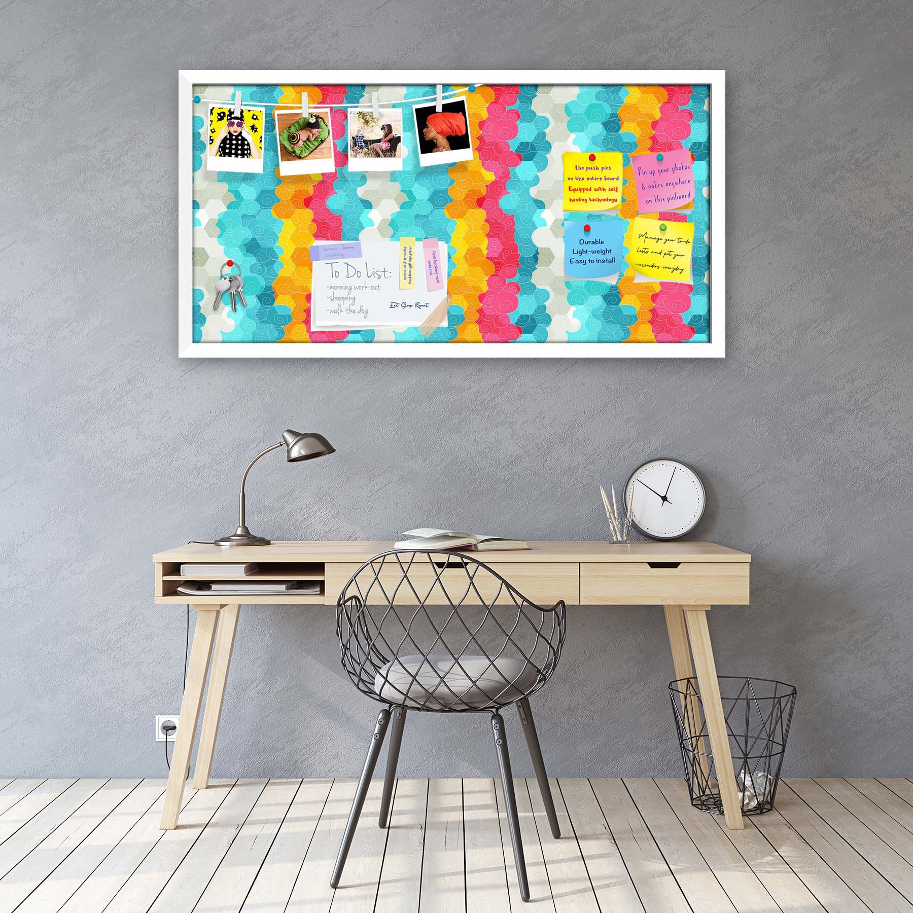 Color Circle Bulletin Board Notice Pin Board Soft Board | Framed