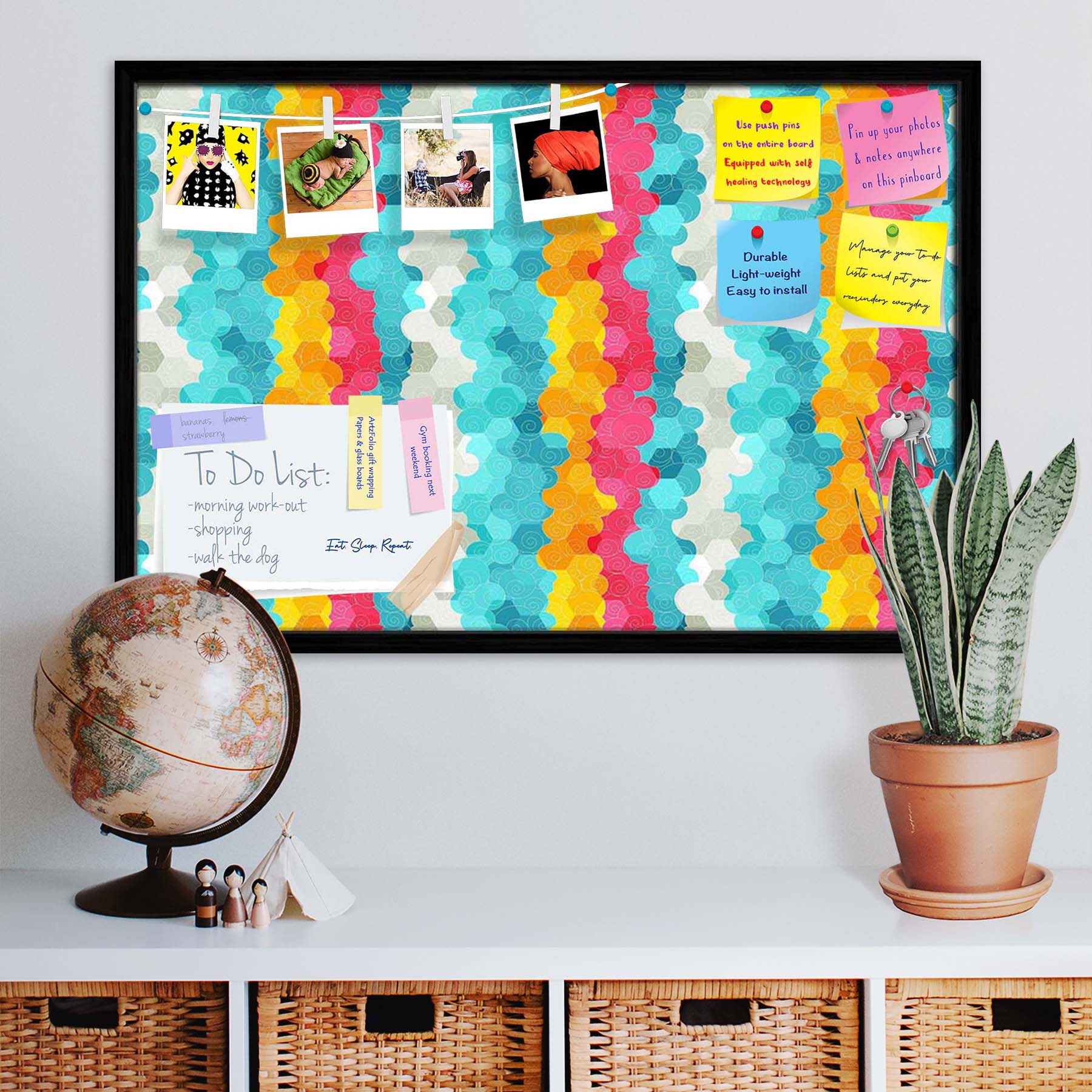 Color Circle Bulletin Board Notice Pin Board Soft Board | Framed