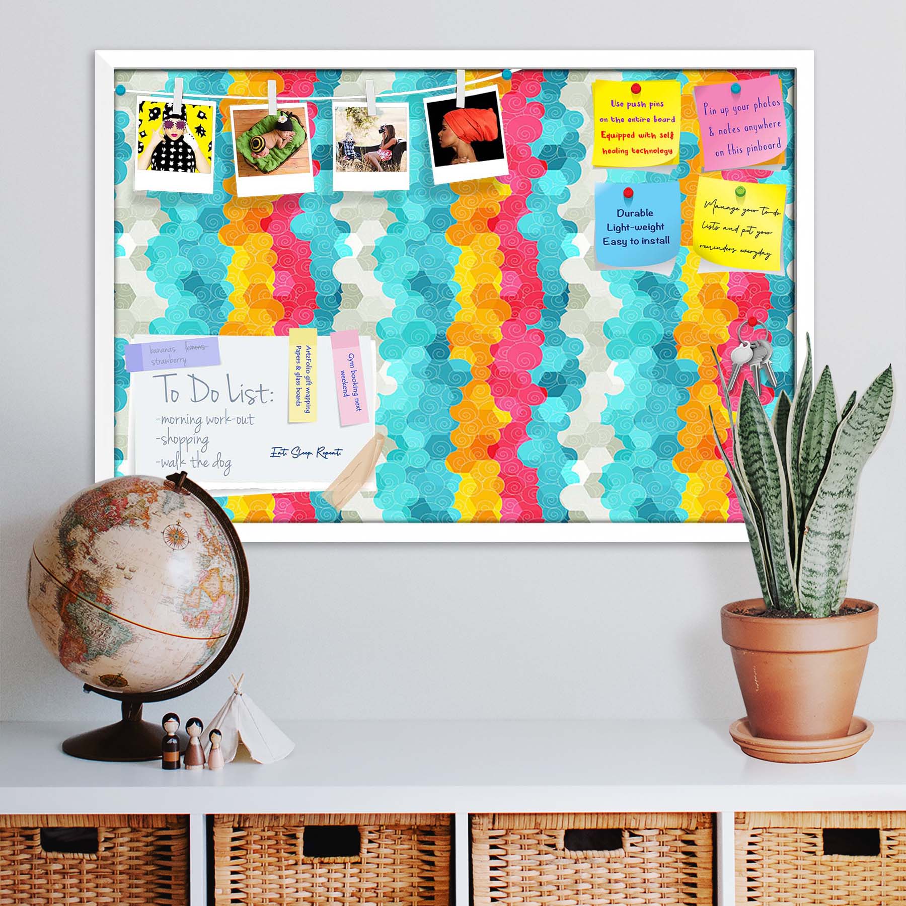 Color Circle Bulletin Board Notice Pin Board Soft Board | Framed