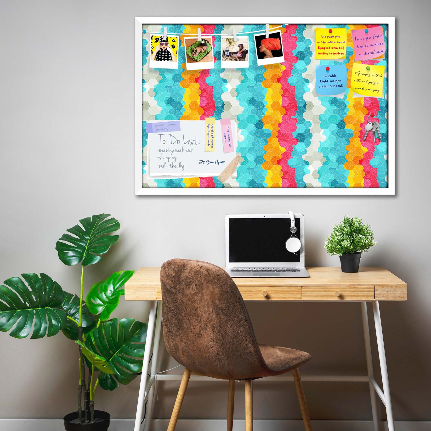 Color Circle Bulletin Board Notice Pin Board Soft Board | Framed
