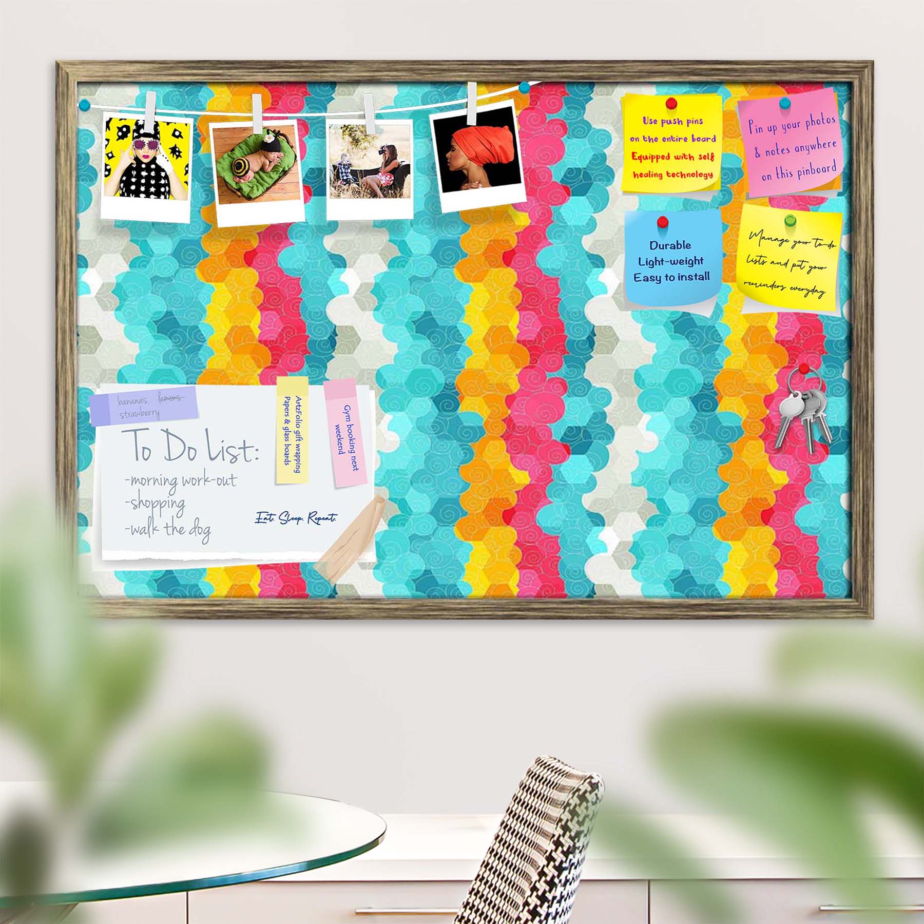 Color Circle Bulletin Board Notice Pin Board Soft Board | Framed