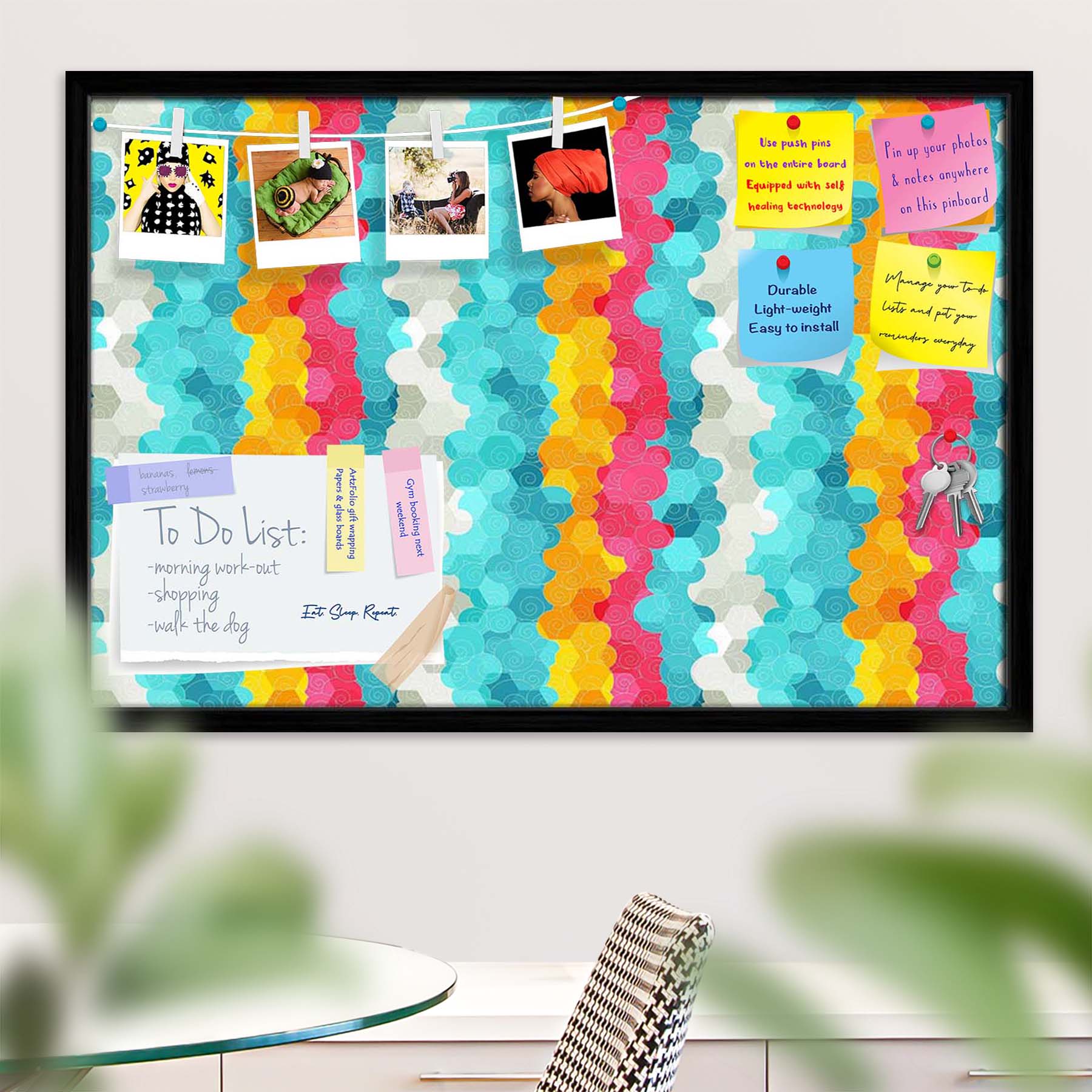 Color Circle Bulletin Board Notice Pin Board Soft Board | Framed