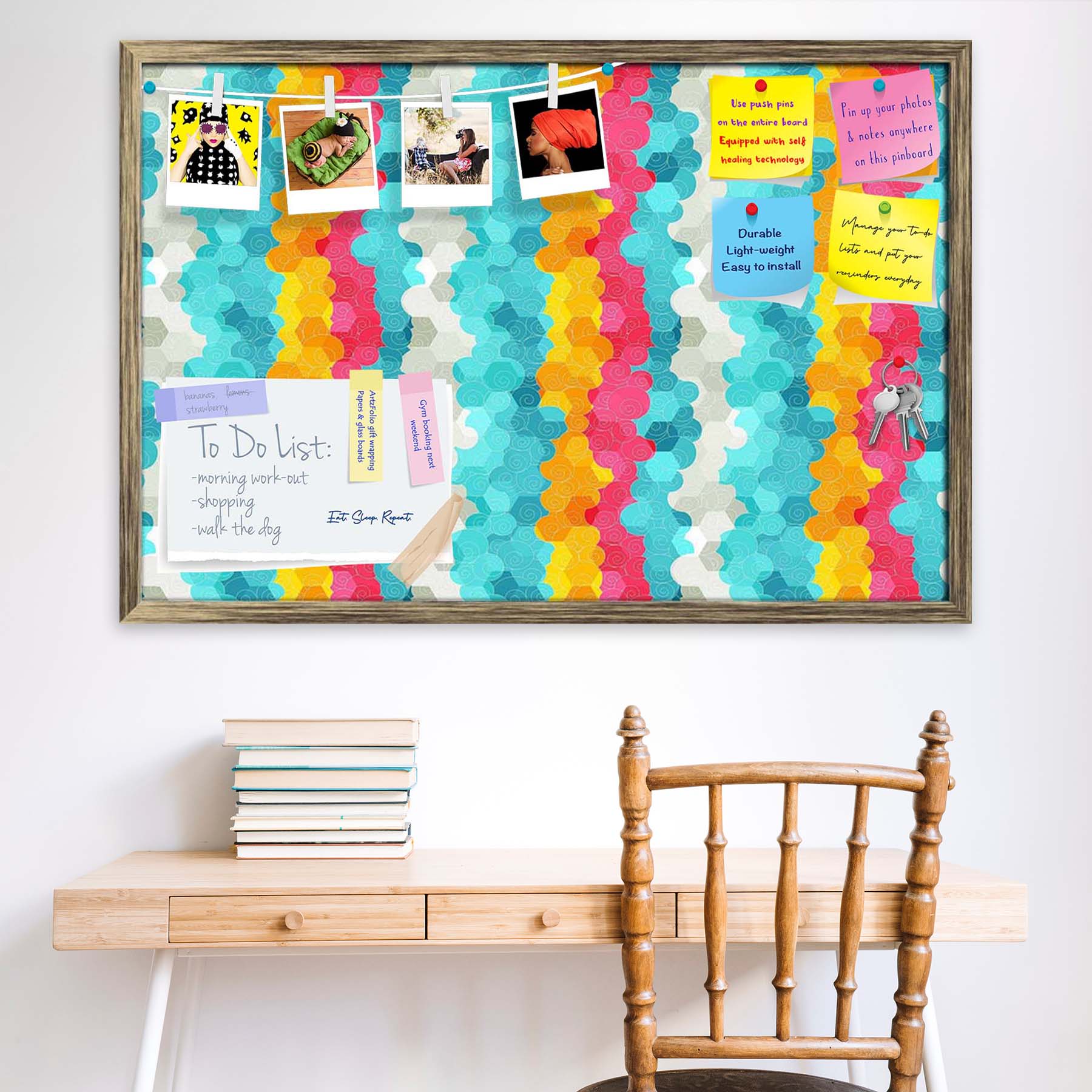 Color Circle Bulletin Board Notice Pin Board Soft Board | Framed