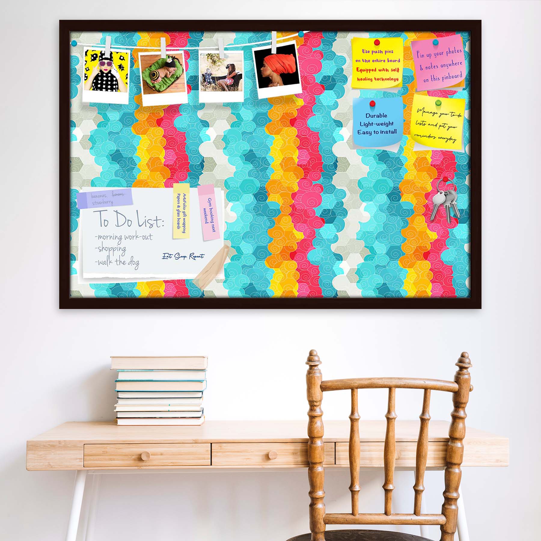 Color Circle Bulletin Board Notice Pin Board Soft Board | Framed