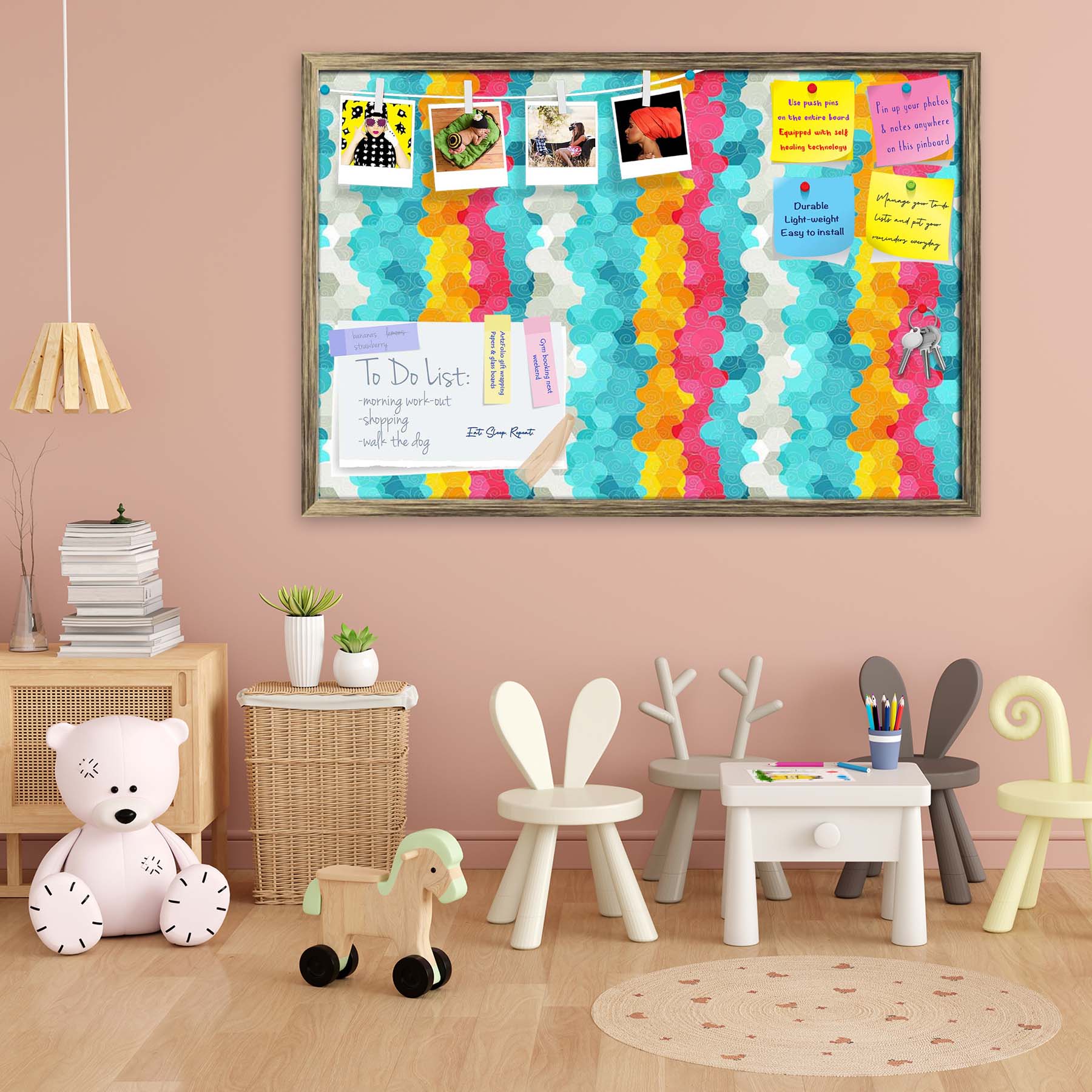 Color Circle Bulletin Board Notice Pin Board Soft Board | Framed