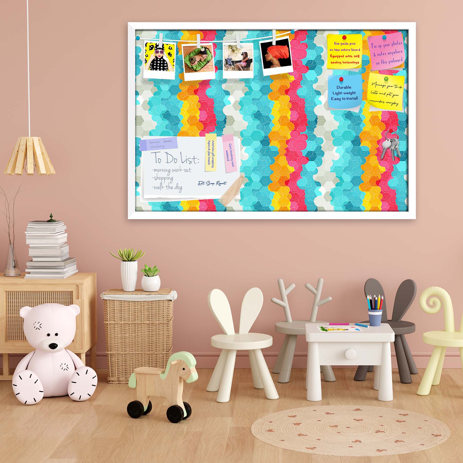 Color Circle Bulletin Board Notice Pin Board Soft Board | Framed