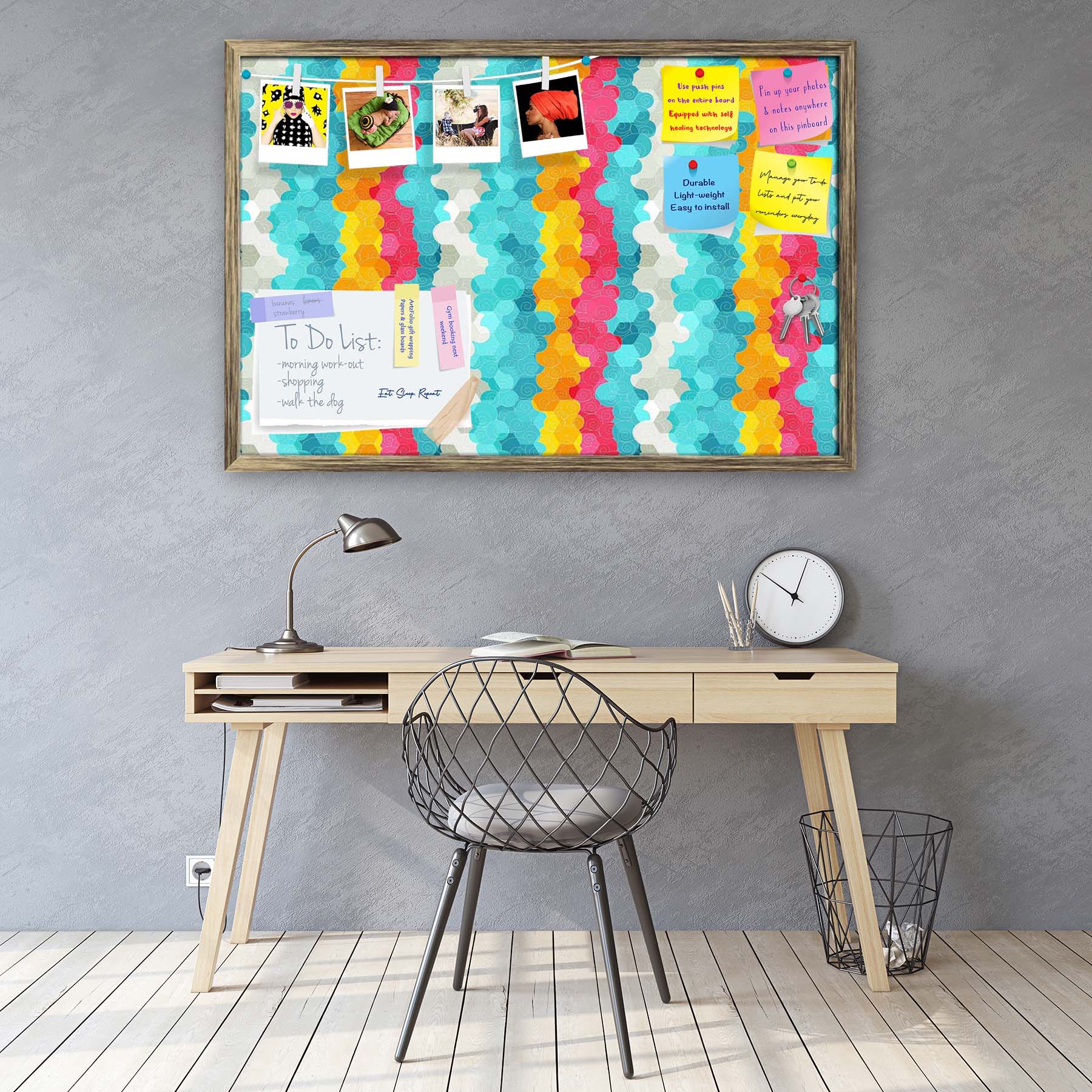 Color Circle Bulletin Board Notice Pin Board Soft Board | Framed