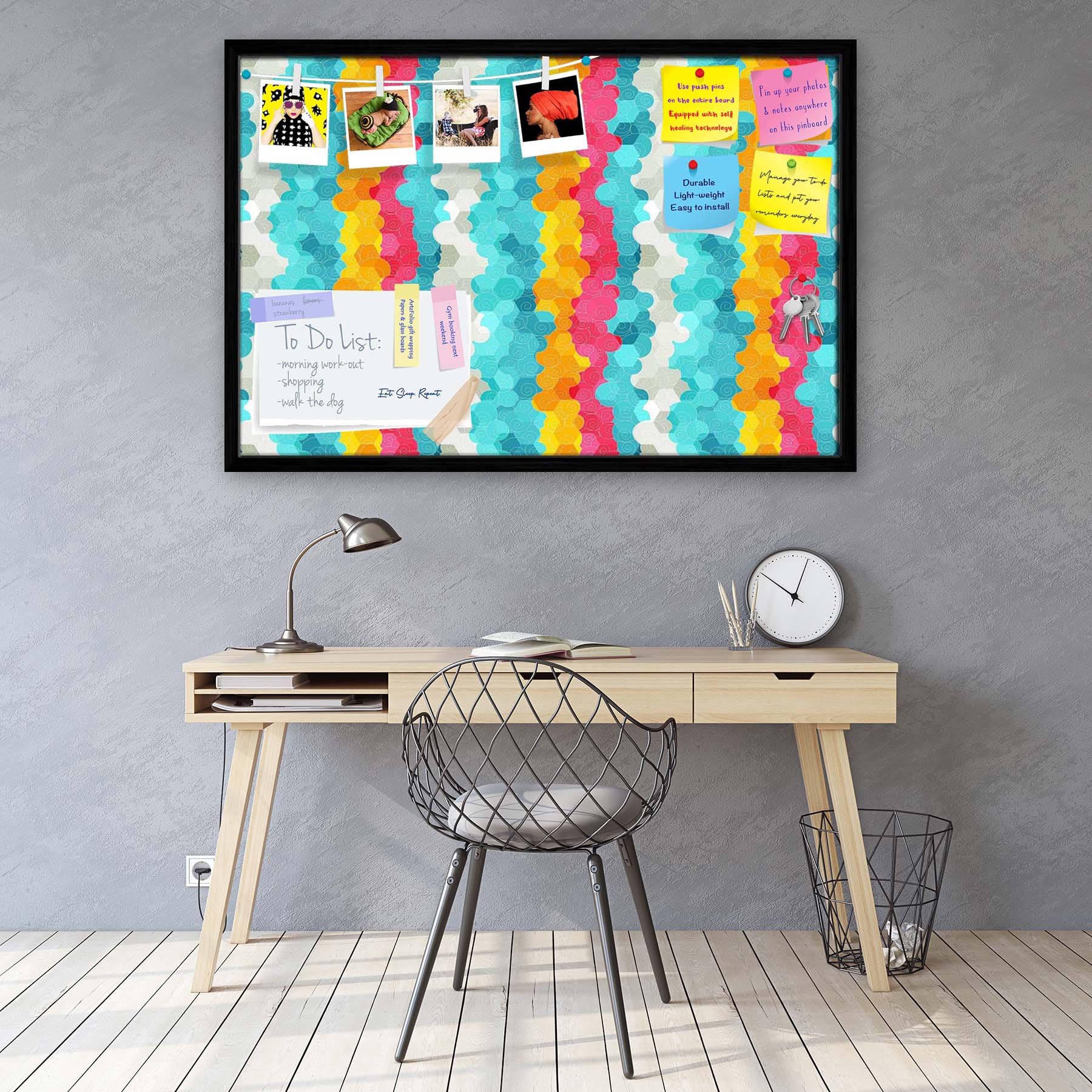 Color Circle Bulletin Board Notice Pin Board Soft Board | Framed