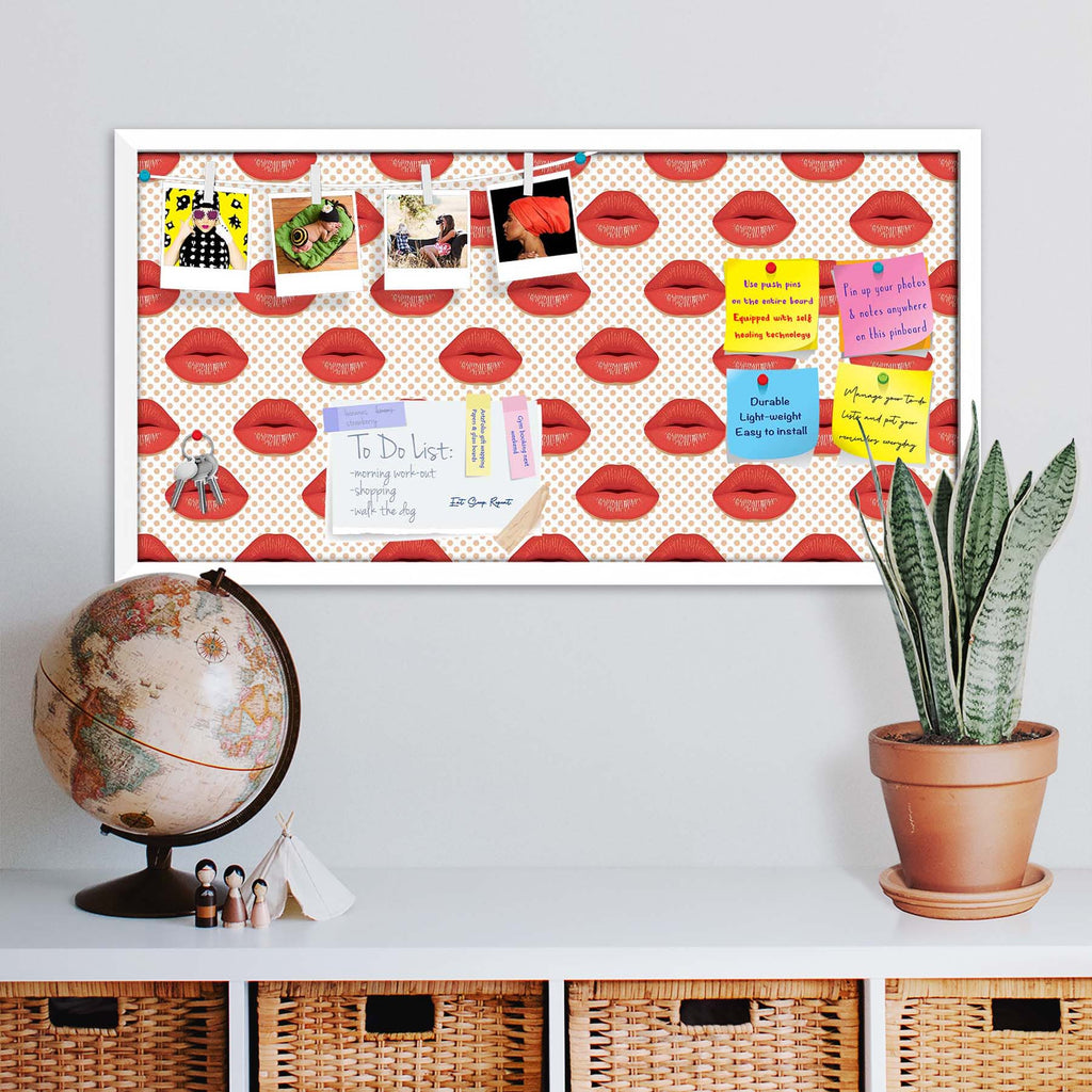 Red Lips Bulletin Board Notice Pin Board Soft Board | Framed