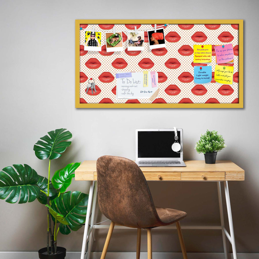 Red Lips Bulletin Board Notice Pin Board Soft Board | Framed