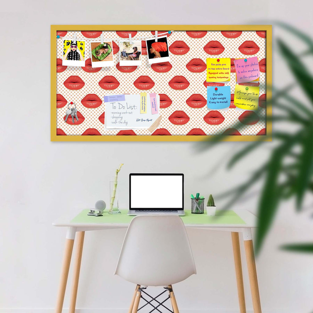 Red Lips Bulletin Board Notice Pin Board Soft Board | Framed