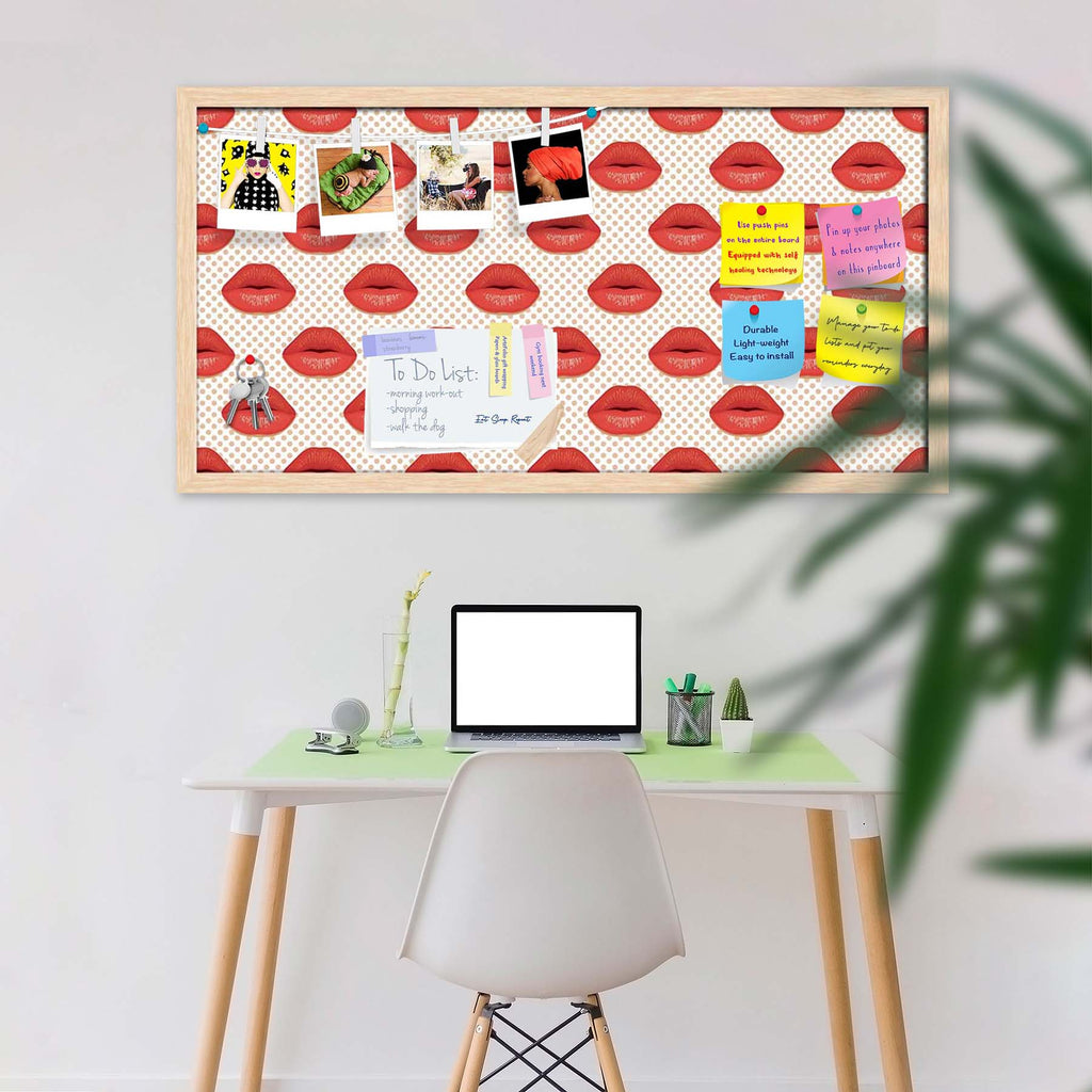 Red Lips Bulletin Board Notice Pin Board Soft Board | Framed