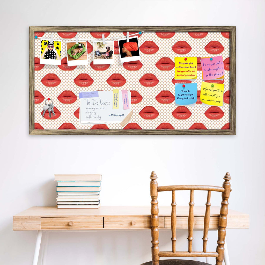 Red Lips Bulletin Board Notice Pin Board Soft Board | Framed