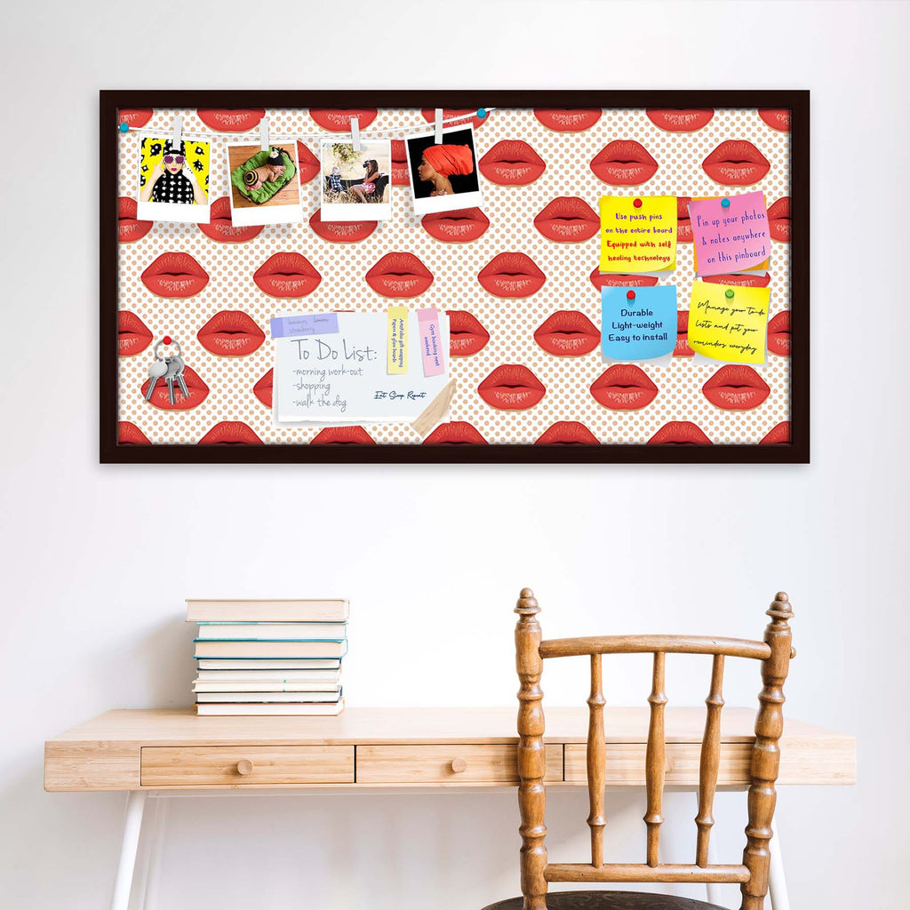 Red Lips Bulletin Board Notice Pin Board Soft Board | Framed