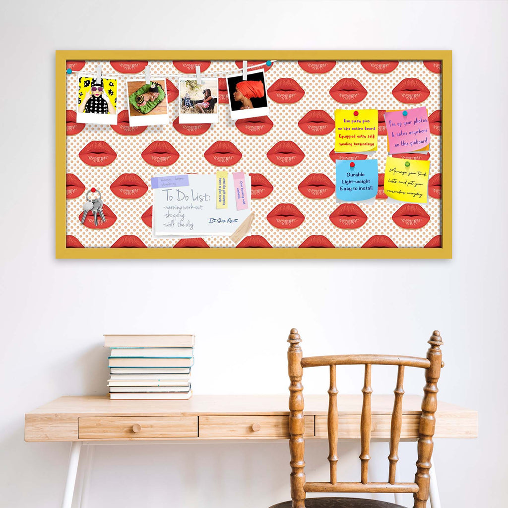 Red Lips Bulletin Board Notice Pin Board Soft Board | Framed