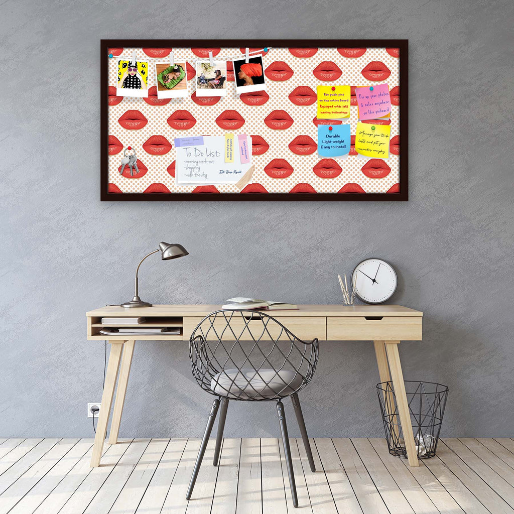 Red Lips Bulletin Board Notice Pin Board Soft Board | Framed
