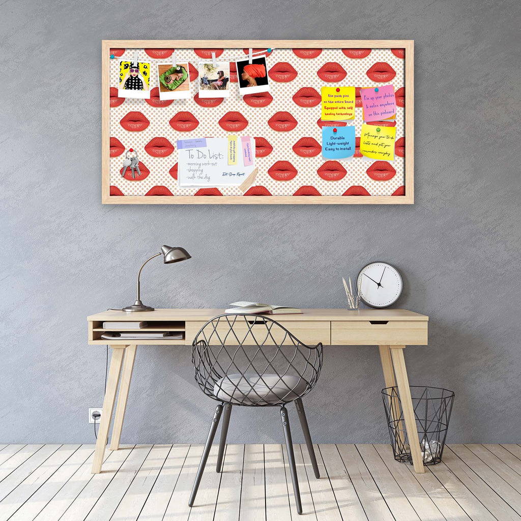 Red Lips Bulletin Board Notice Pin Board Soft Board | Framed