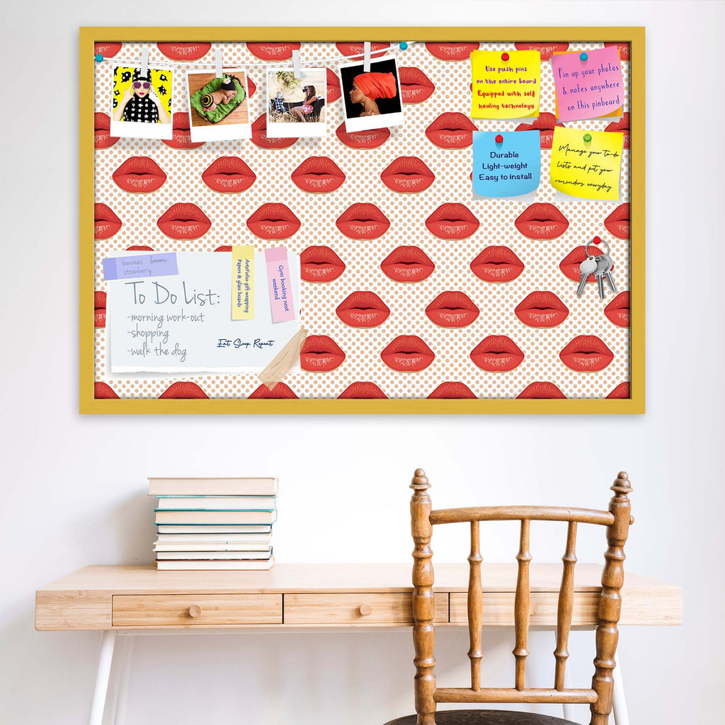 Red Lips Bulletin Board Notice Pin Board Soft Board | Framed