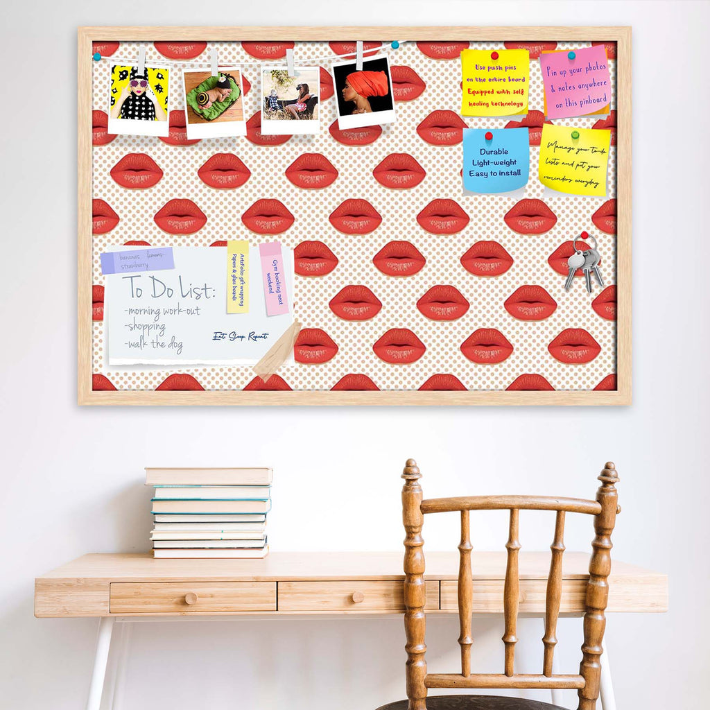 Red Lips Bulletin Board Notice Pin Board Soft Board | Framed