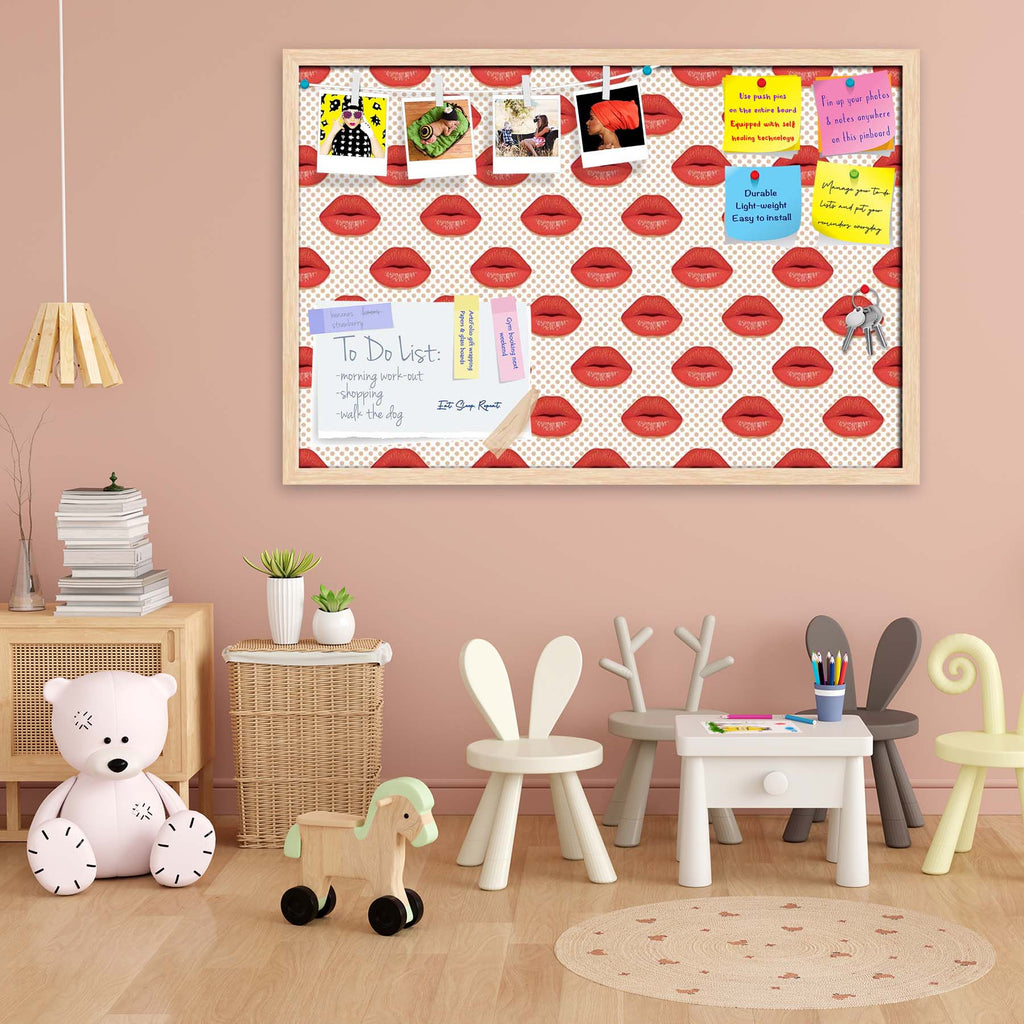 Red Lips Bulletin Board Notice Pin Board Soft Board | Framed
