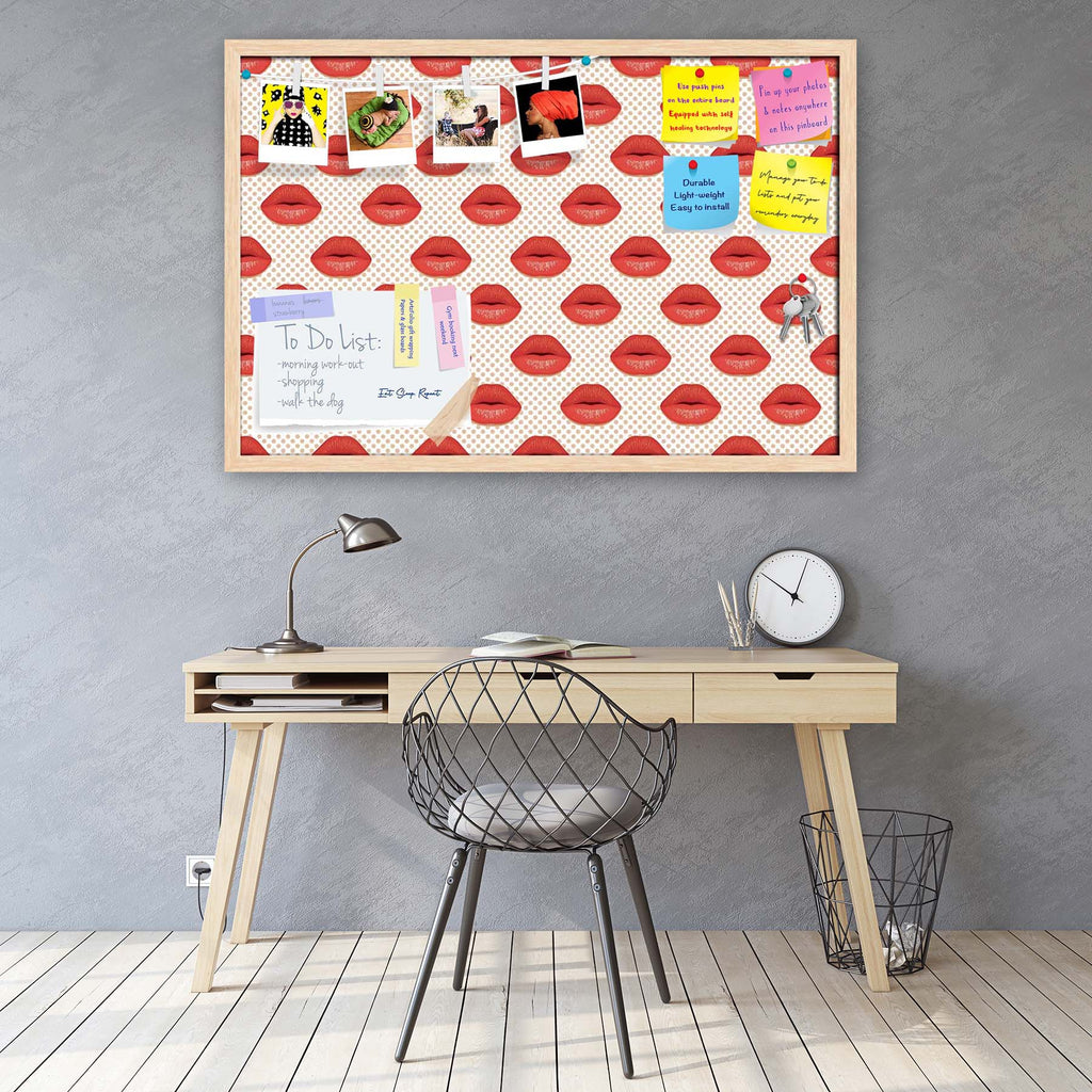 Red Lips Bulletin Board Notice Pin Board Soft Board | Framed