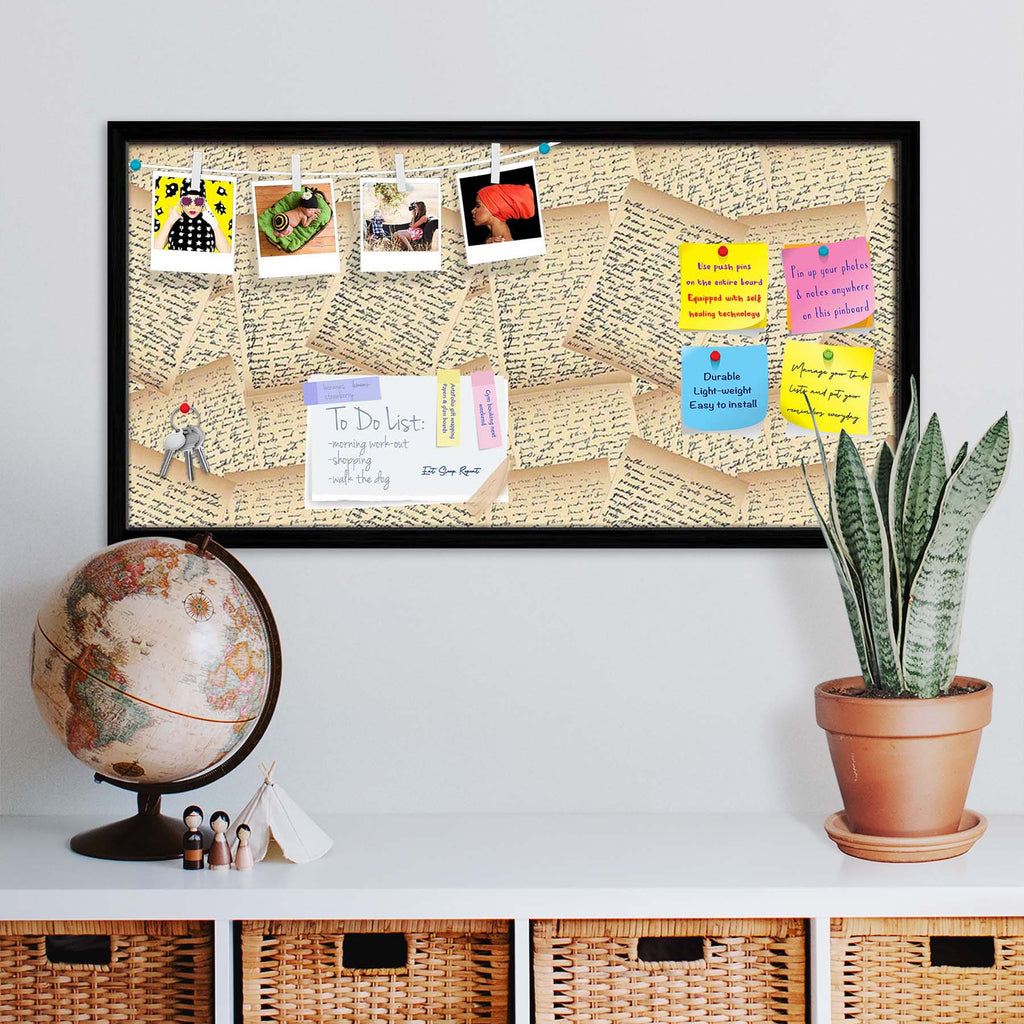 Vintage Handwriting Letter Bulletin Board Notice Pin Board Soft Board | Framed