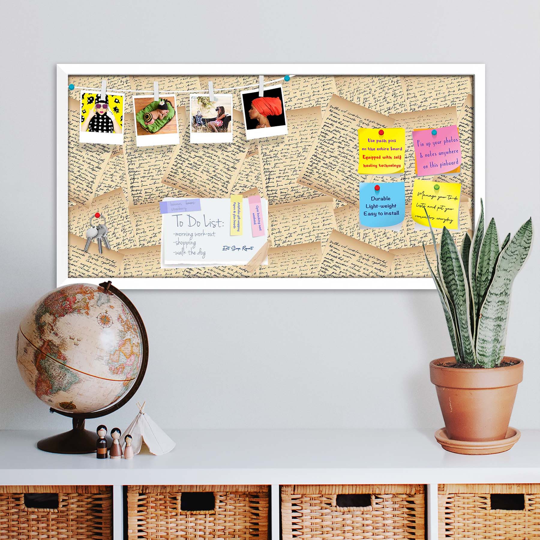Vintage Handwriting Letter Bulletin Board Notice Pin Board Soft Board | Framed