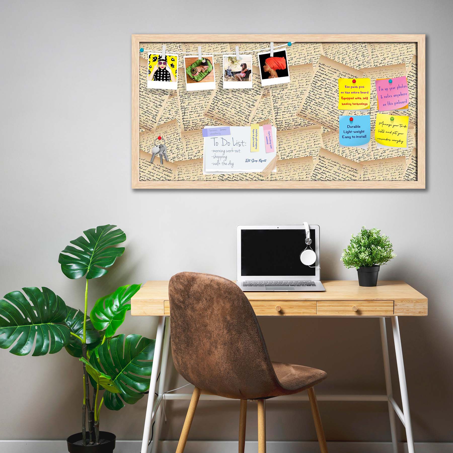 Vintage Handwriting Letter Bulletin Board Notice Pin Board Soft Board | Framed