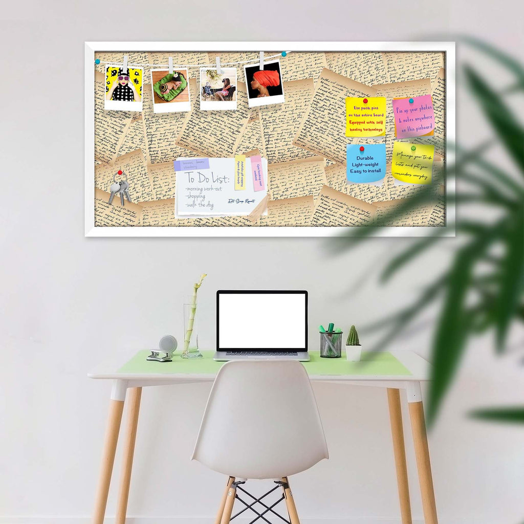 Vintage Handwriting Letter Bulletin Board Notice Pin Board Soft Board | Framed