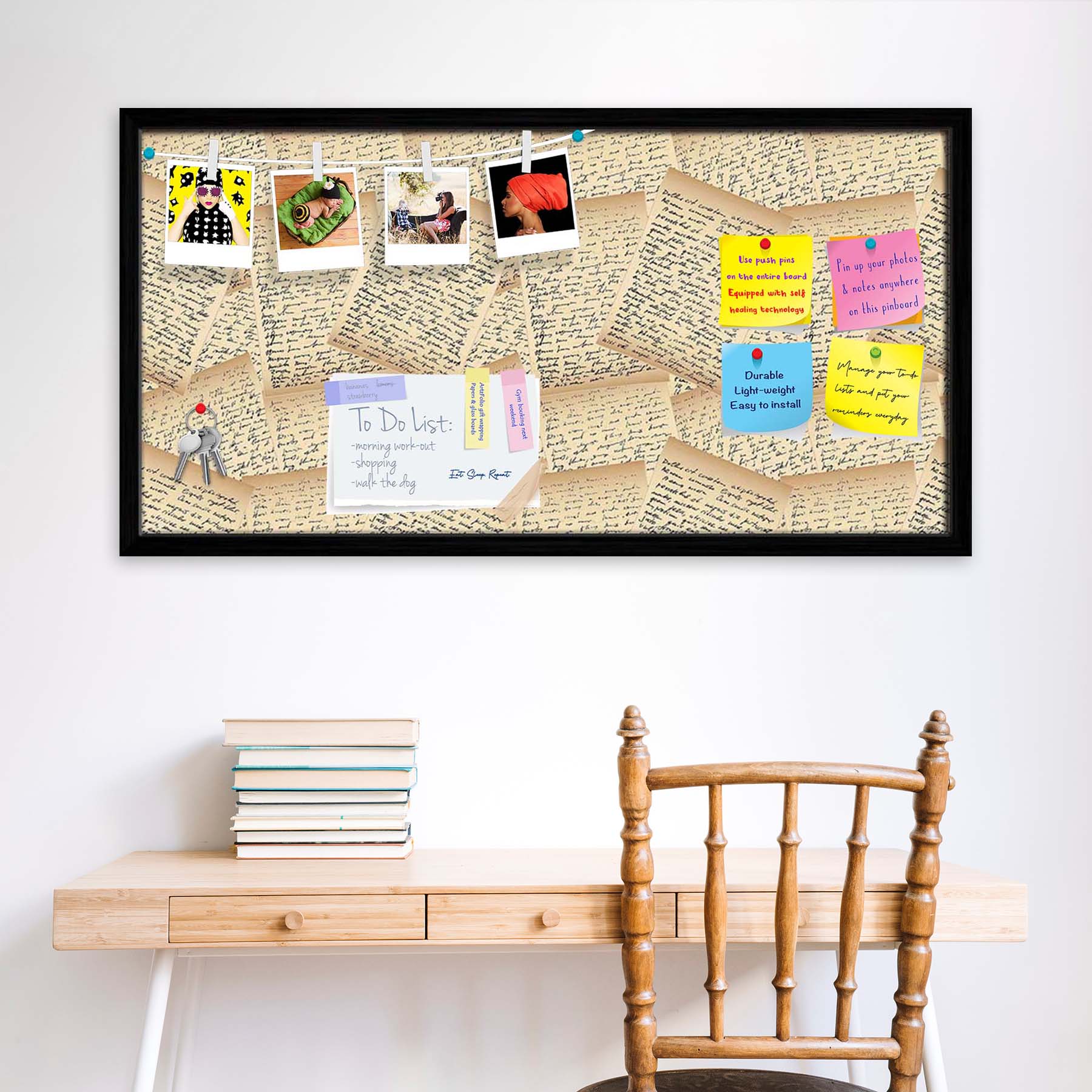 Vintage Handwriting Letter Bulletin Board Notice Pin Board Soft Board | Framed