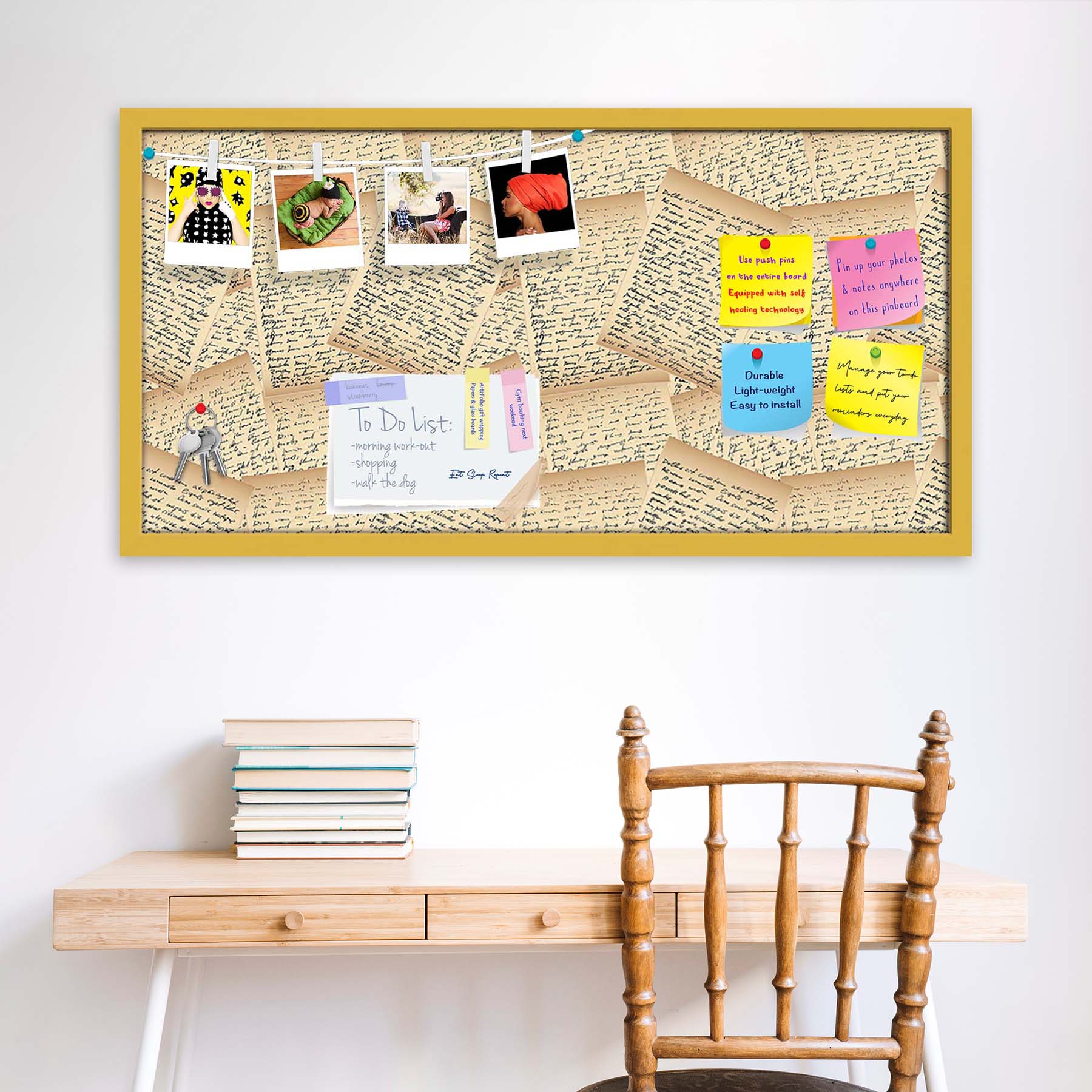 Vintage Handwriting Letter Bulletin Board Notice Pin Board Soft Board | Framed